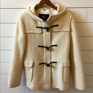 Burberry Wool Toggle Coat With Hood Cream